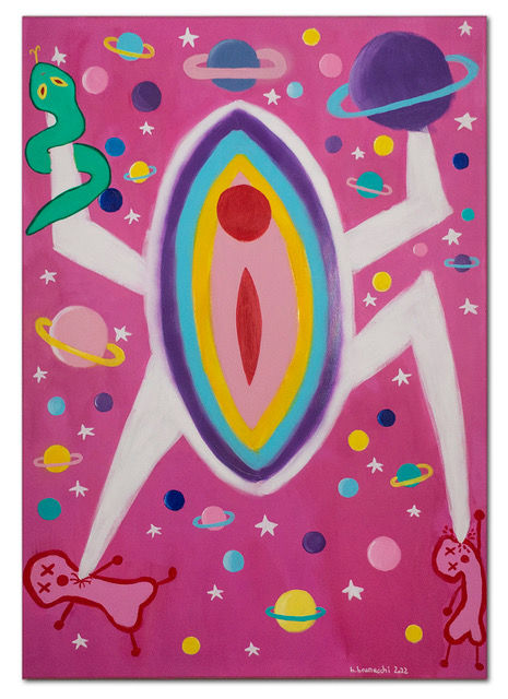 Die Vulva Kriegerin, Acryl & Graffiti auf 90x130 Leinwand