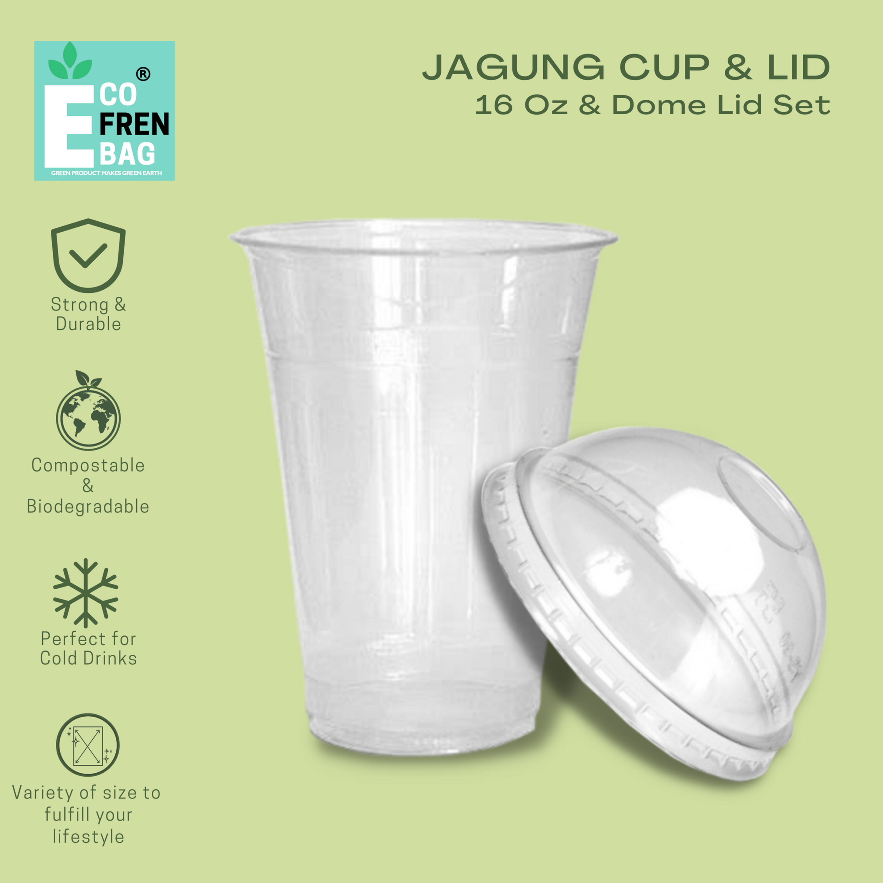 Jagung 16 Oz Cup & Dome Lid