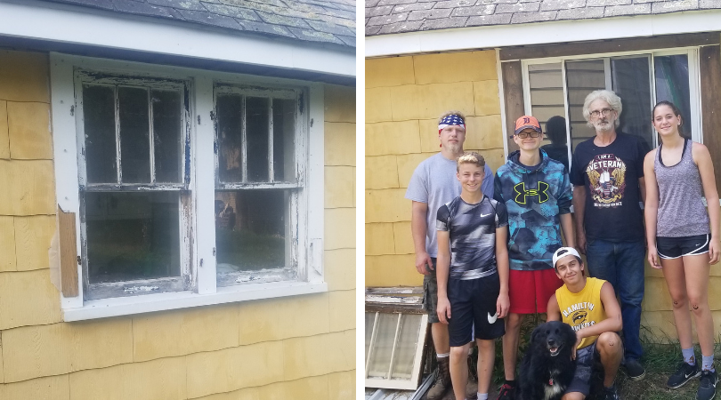 Before/After of a Replaced Window for a Local Veteran