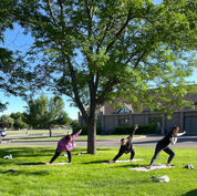 Amy Toft Yoga in class outside