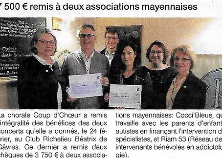7500 € remis à deux associations mayennaises.
