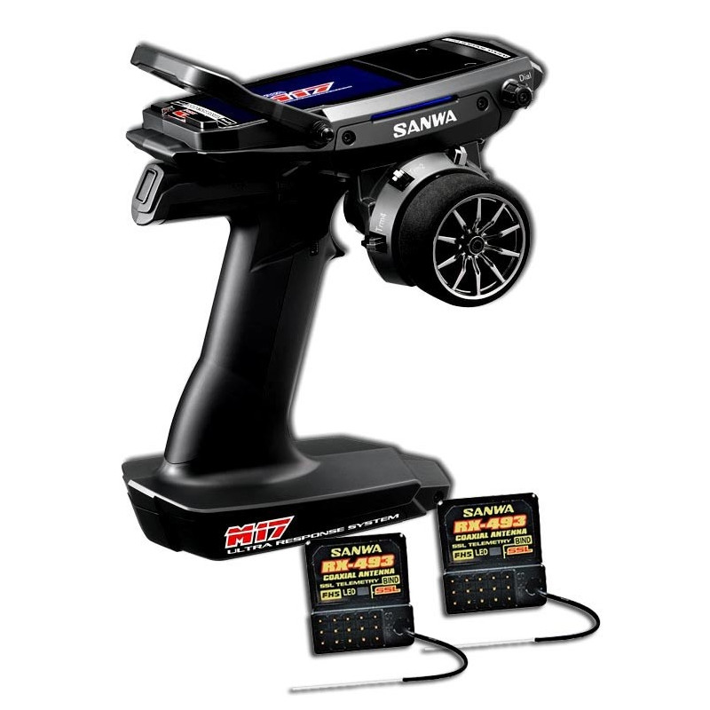 Radio Sanwa M17 + récepteur RX493i LiPo TX installé