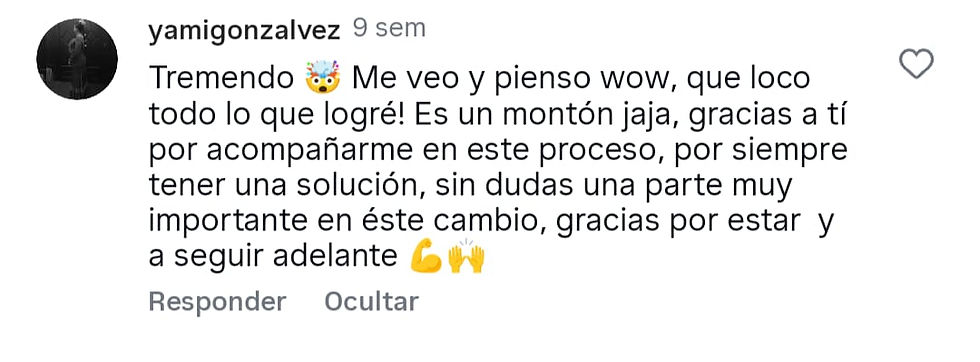 captura de pantalla de mensaje testimonio