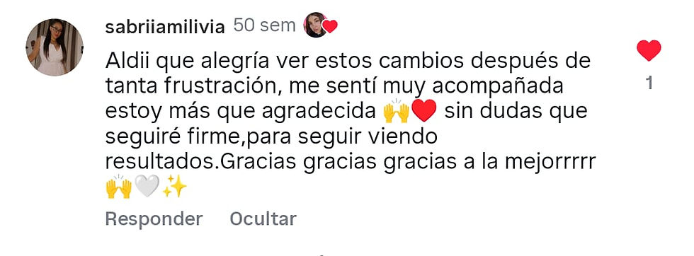 captura de pantalla de mensaje testimonio