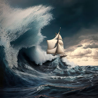 Ship in rough seas