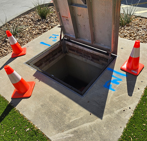 Open water vault scanned for structure data and mapped with field markings