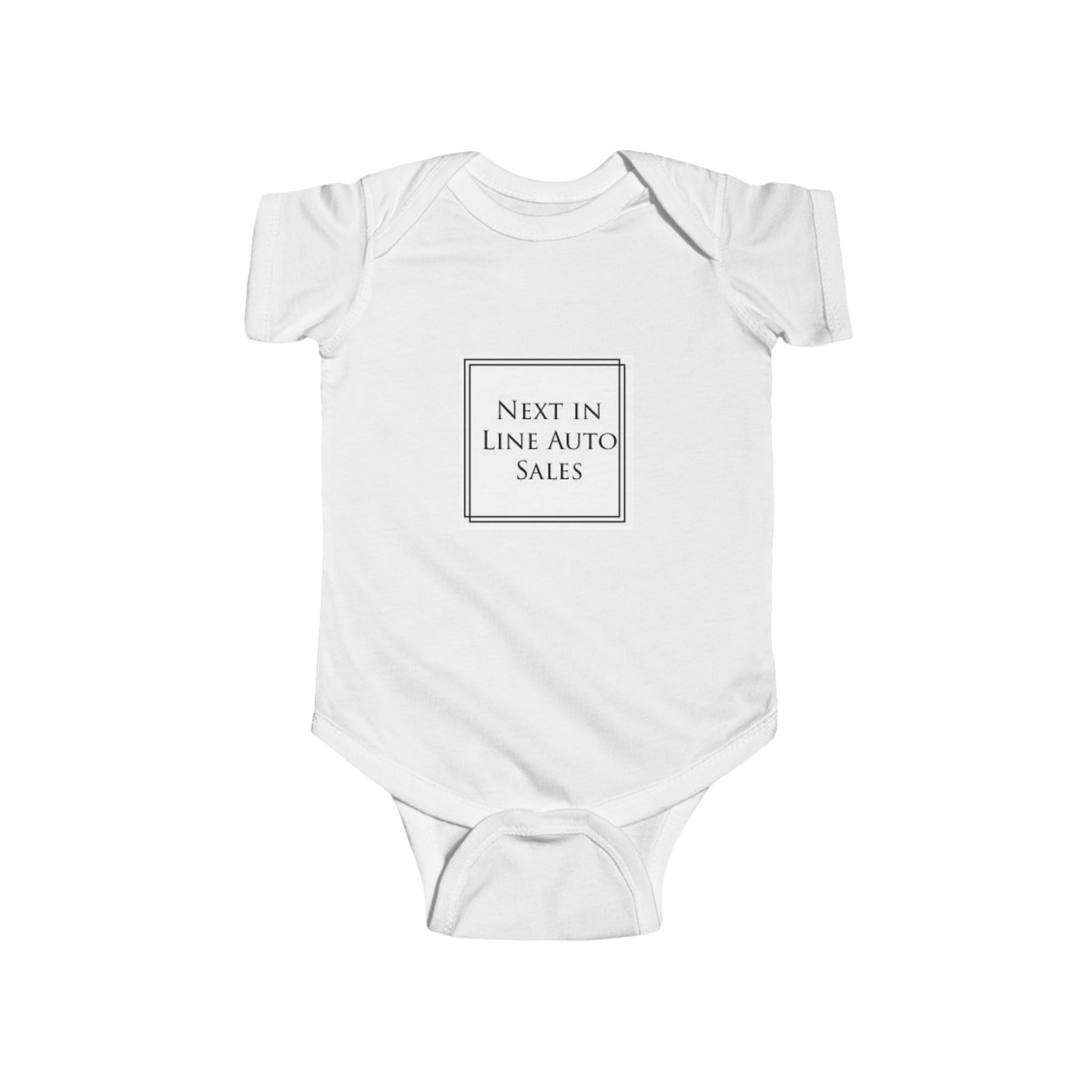 Infant Bodysuit — "Next In Line Auto Sales" Minimal Logo Baby Onesie