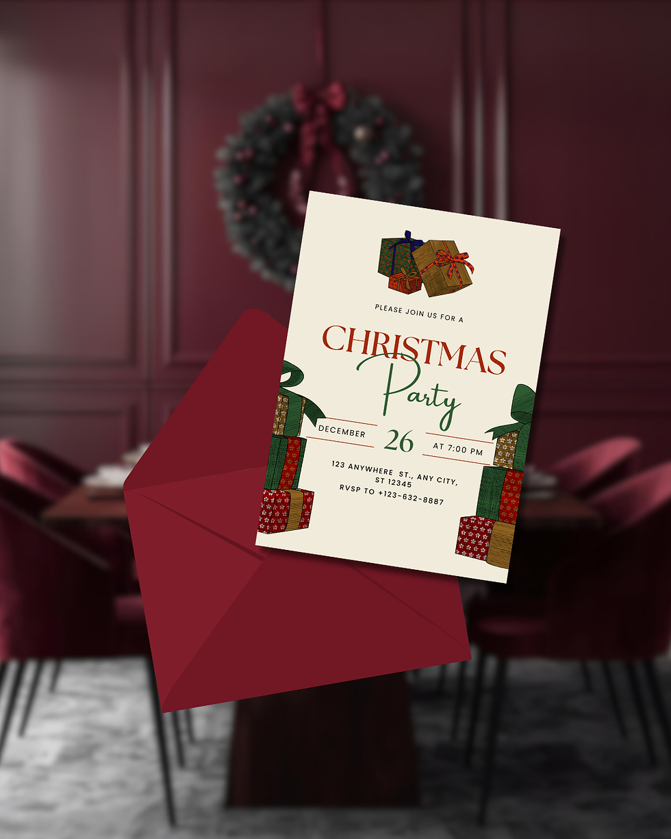 Sīktēls: Christmas Party Invitation | Editable Canva Template  | Printable