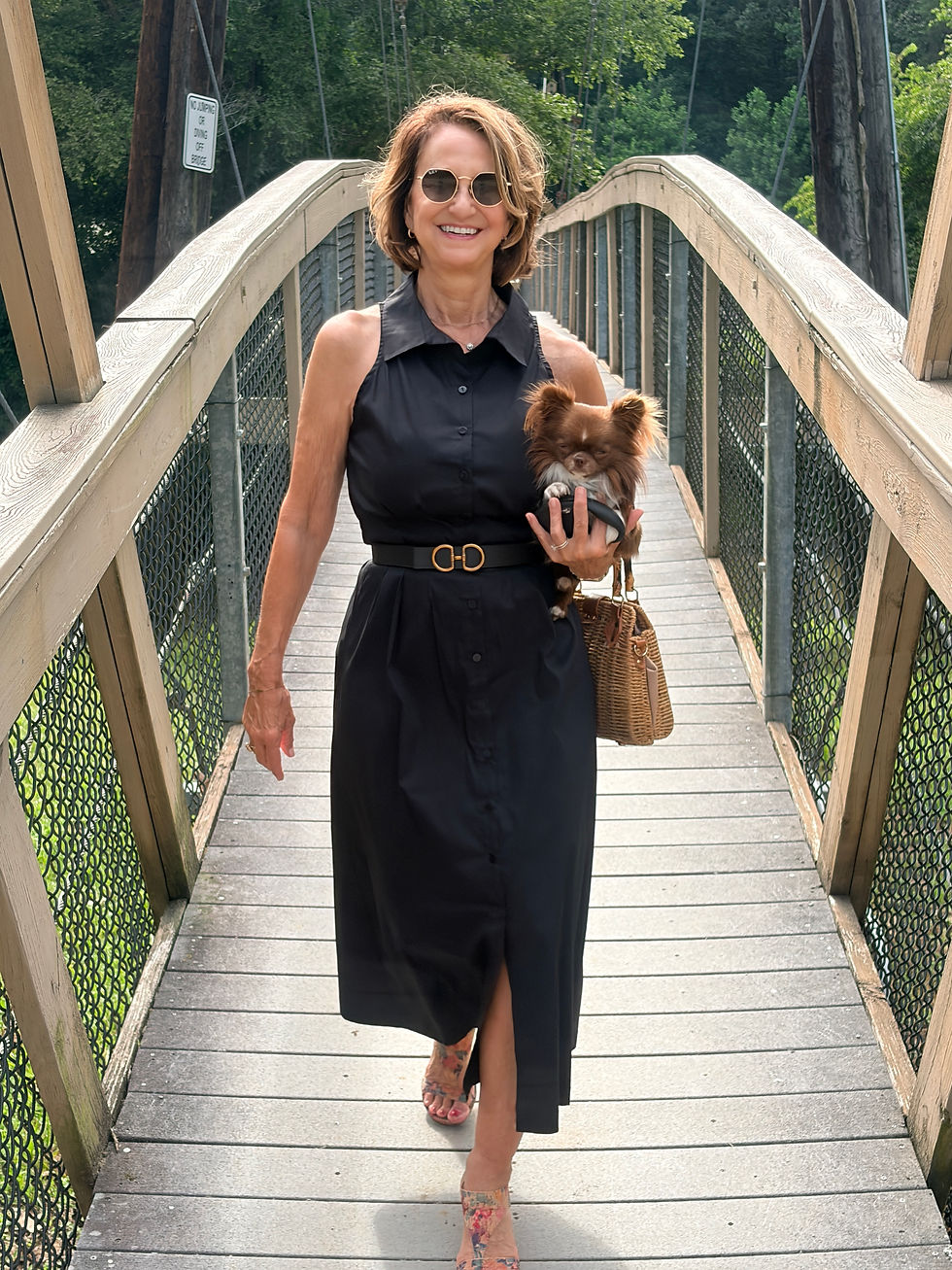 Amazon Halter Dress, Purse, Kenneth Cole Sandals, and Rayban Sunglasses 