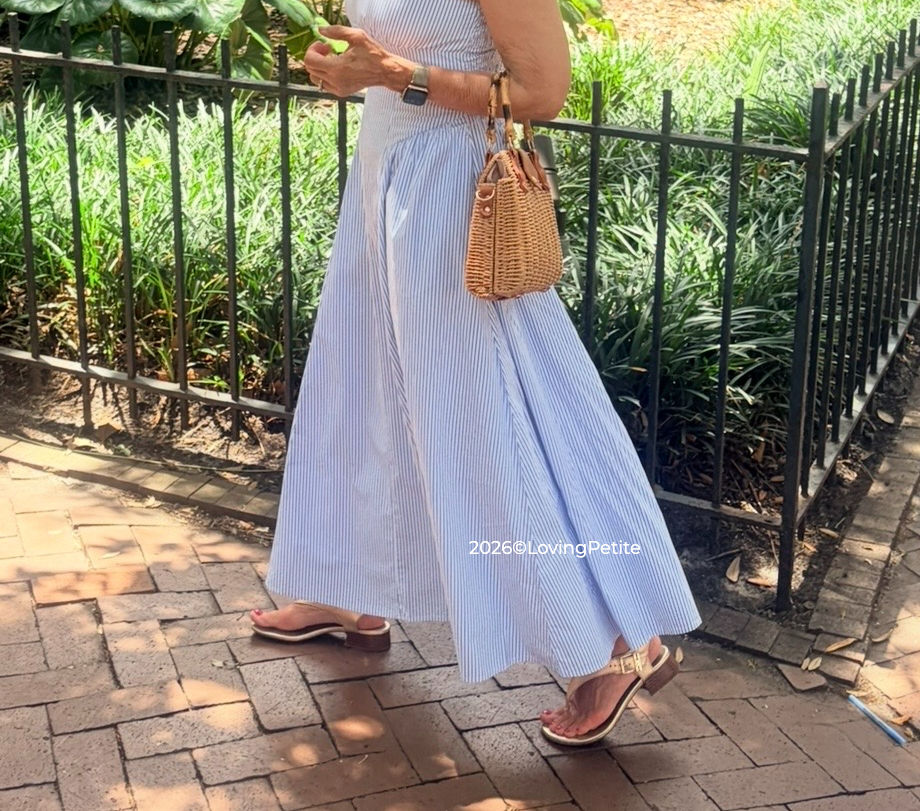 petite woman wearing Dylan dress XS