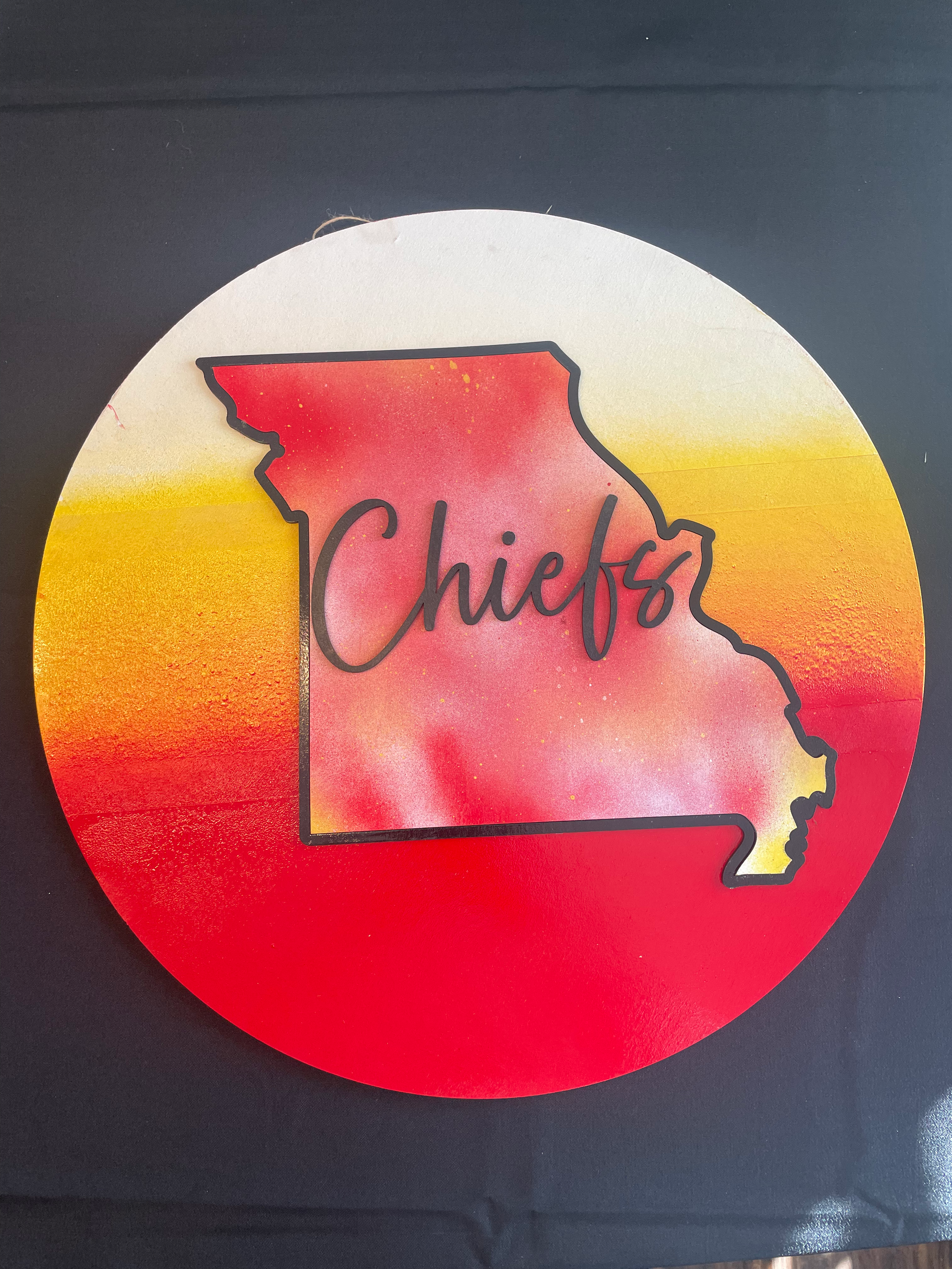 Laser Cut Circle Missouri Chiefs Sign