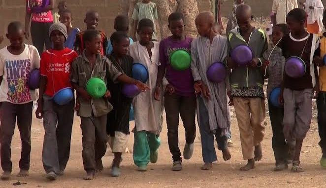 Some Almajiri children out on the street to beg for alms