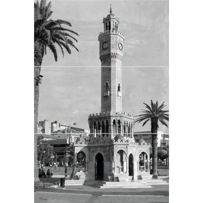 Tour de l'horloge d'Izmir, noir et blanc