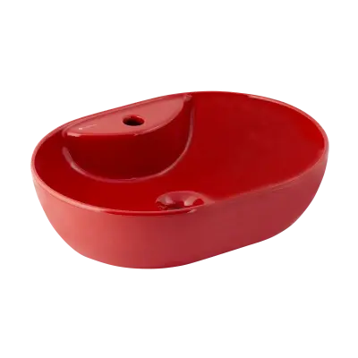 Vasque rouge ovale avec section surélevée