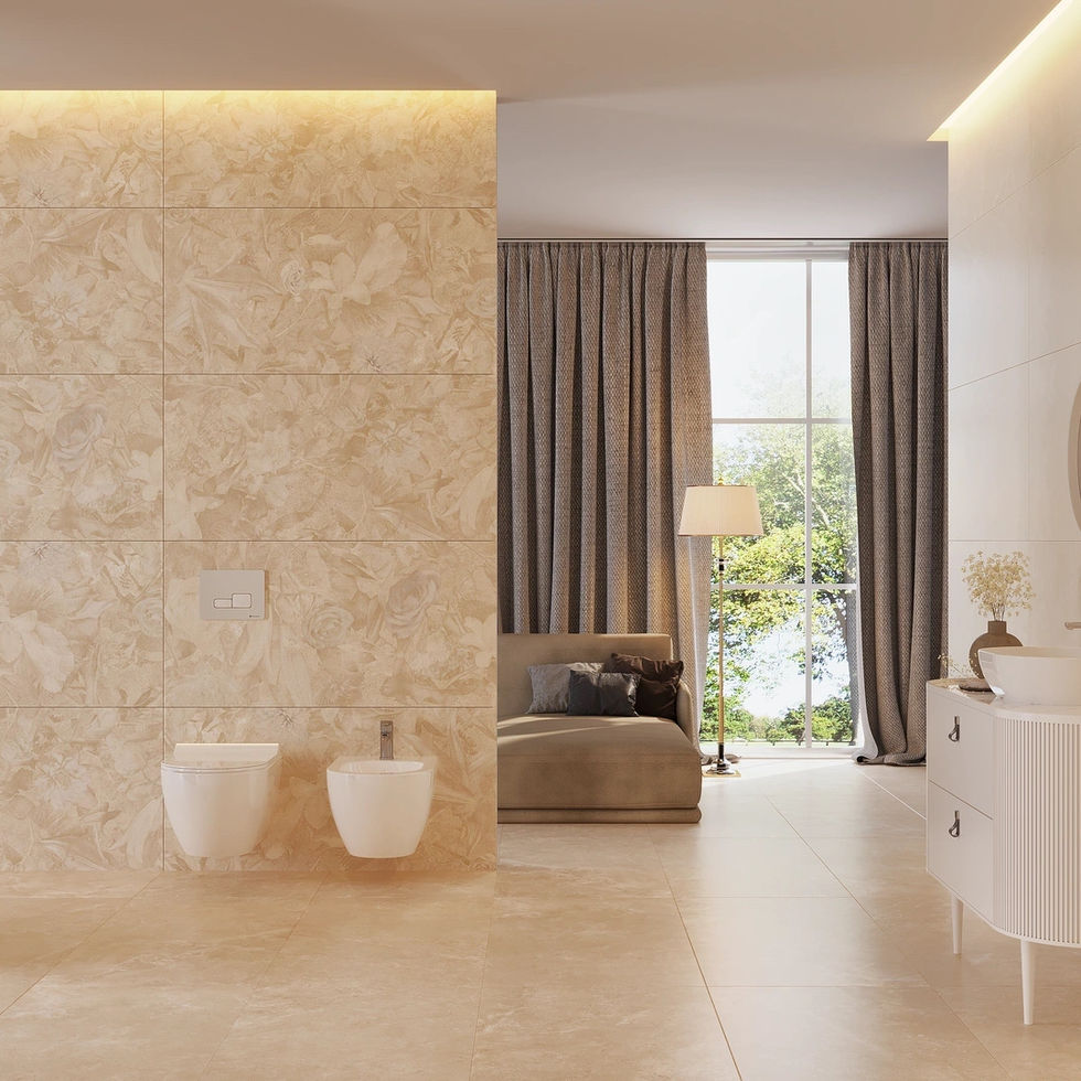 Salle de bain avec carrelage GENOVA VISON, WC suspendus