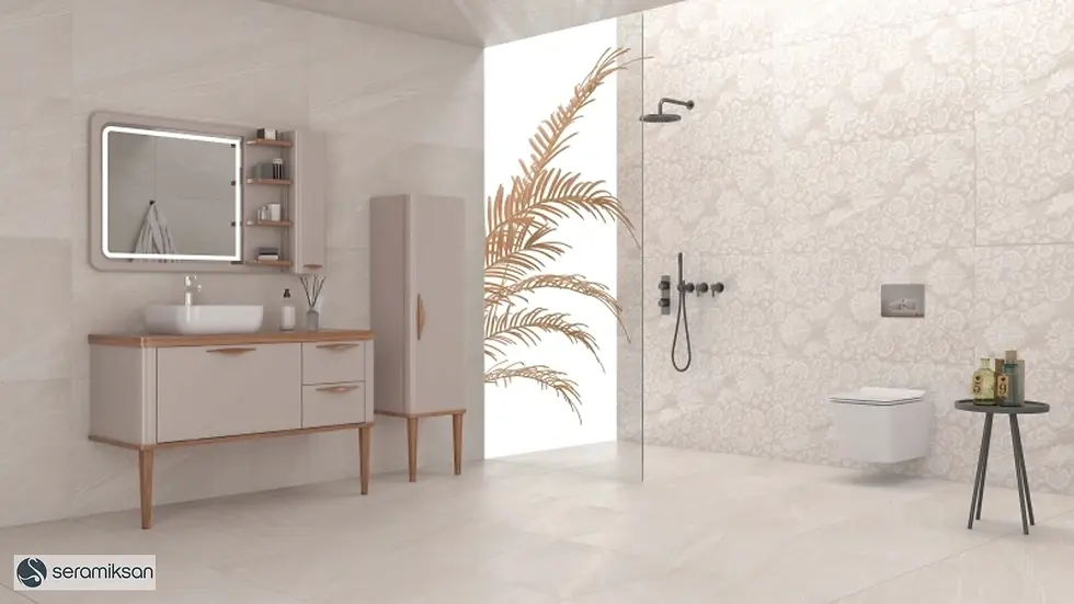 Salle de bain moderne avec carrelage AVALON GRIS