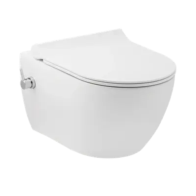 Toilette suspendue blanche avec couvercle fermé