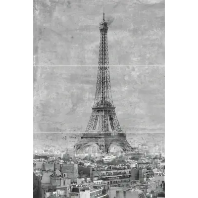 Tour Eiffel en noir et blanc vieilli