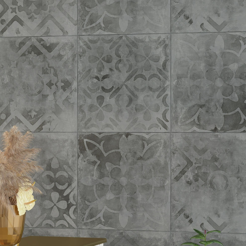Mur en carrelage gris, motif relief