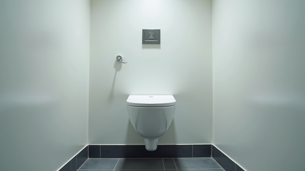 Vue de face d’un urinoir suspendu blanc dans un sanitaire professionnel