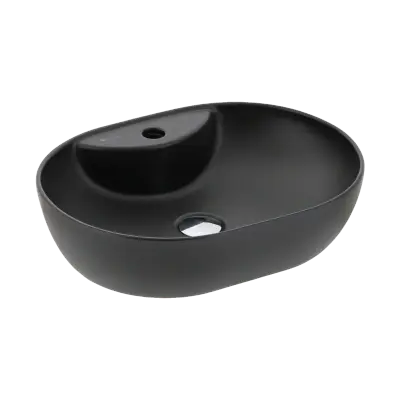Vasque noire ovale avec trou de robinet