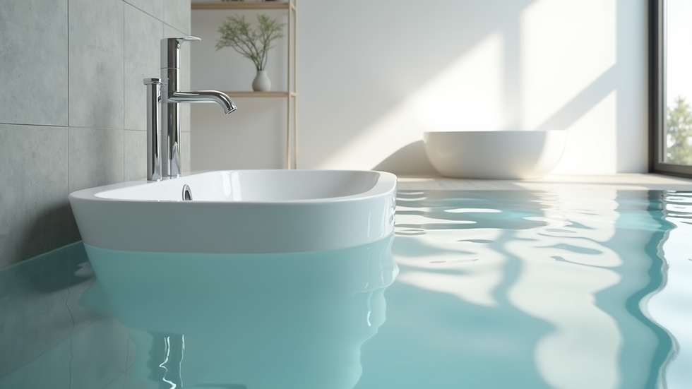 Vue en plongée d’un bidet suspendu blanc dans une salle de bain moderne