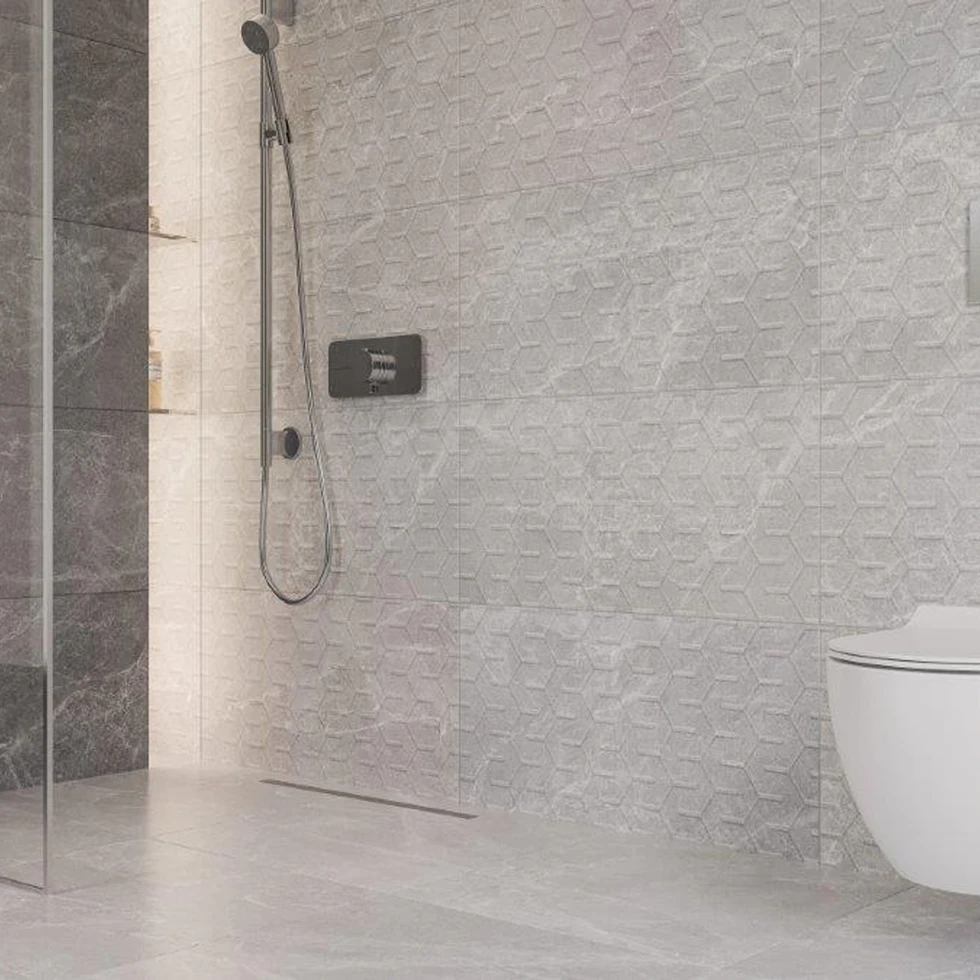 Salle de bain moderne carrelée, PIETRA GRIS