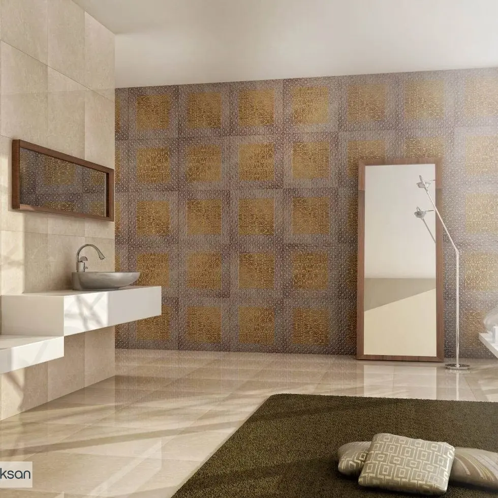 Salle de bain avec carrelage mural ANGE VISON SUCRE