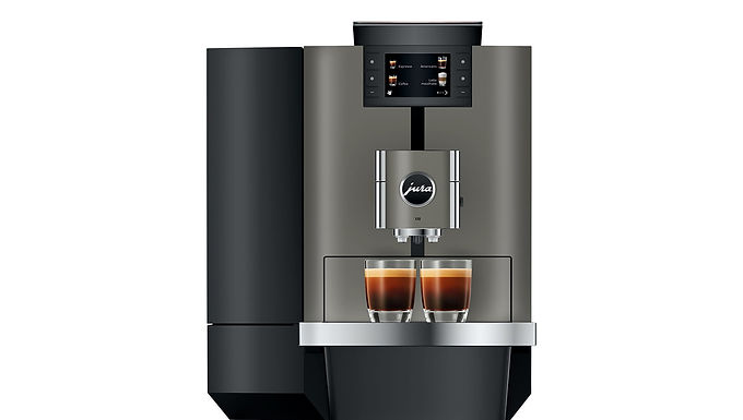 Front view of Jura X10 professional automatic coffee machine for hot and cold brew specialties