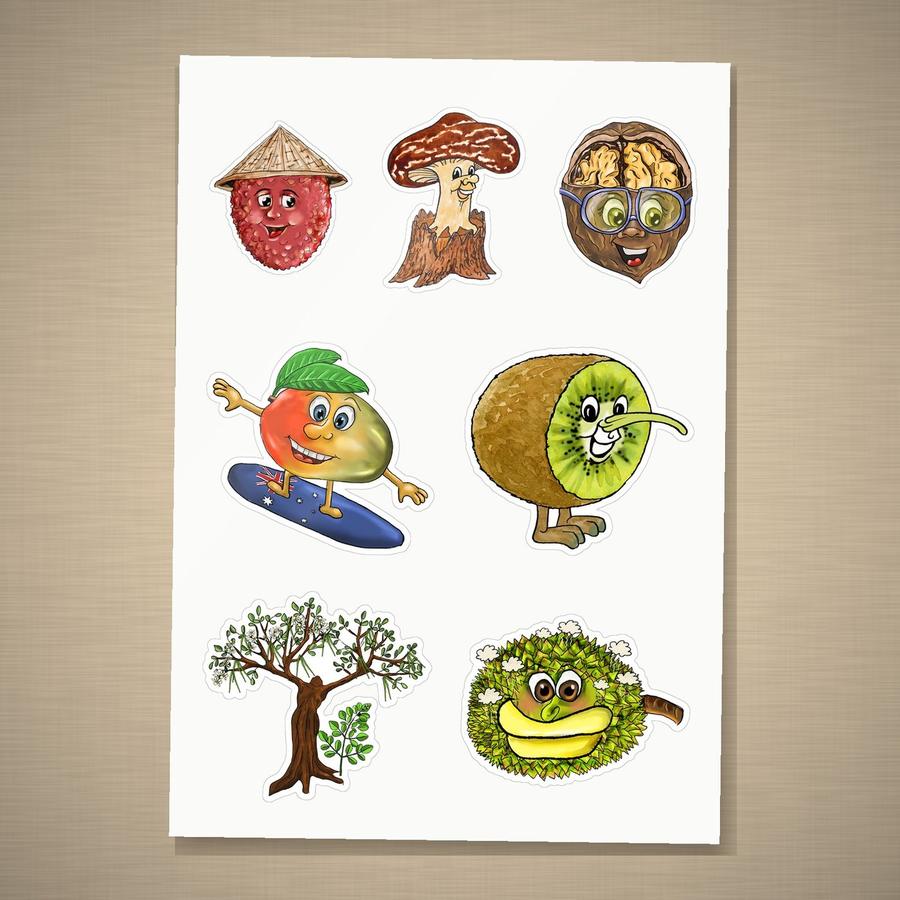 Pauli Broccoli Kiss-Cut Collector Sticker Sheet 09: East Asia & Pacific