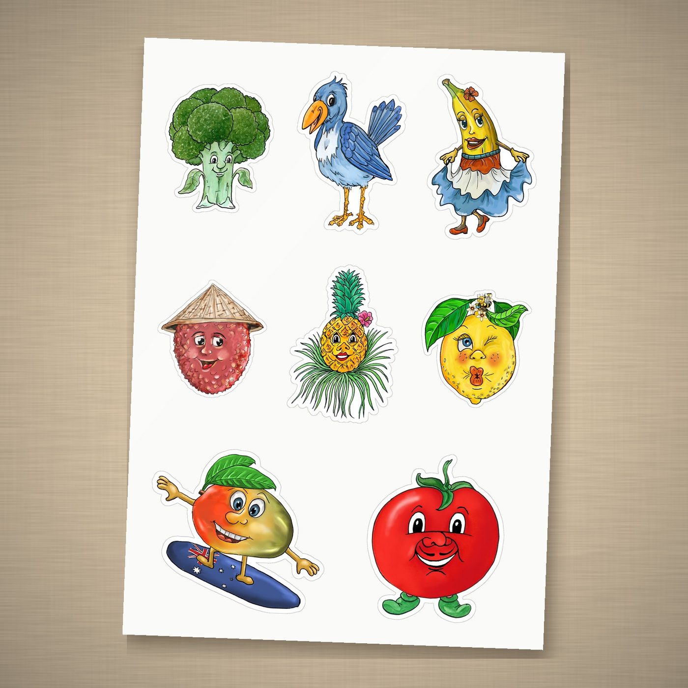 Pauli Broccoli Kiss-Cut Collector Sticker Sheet 05: Mediterranean