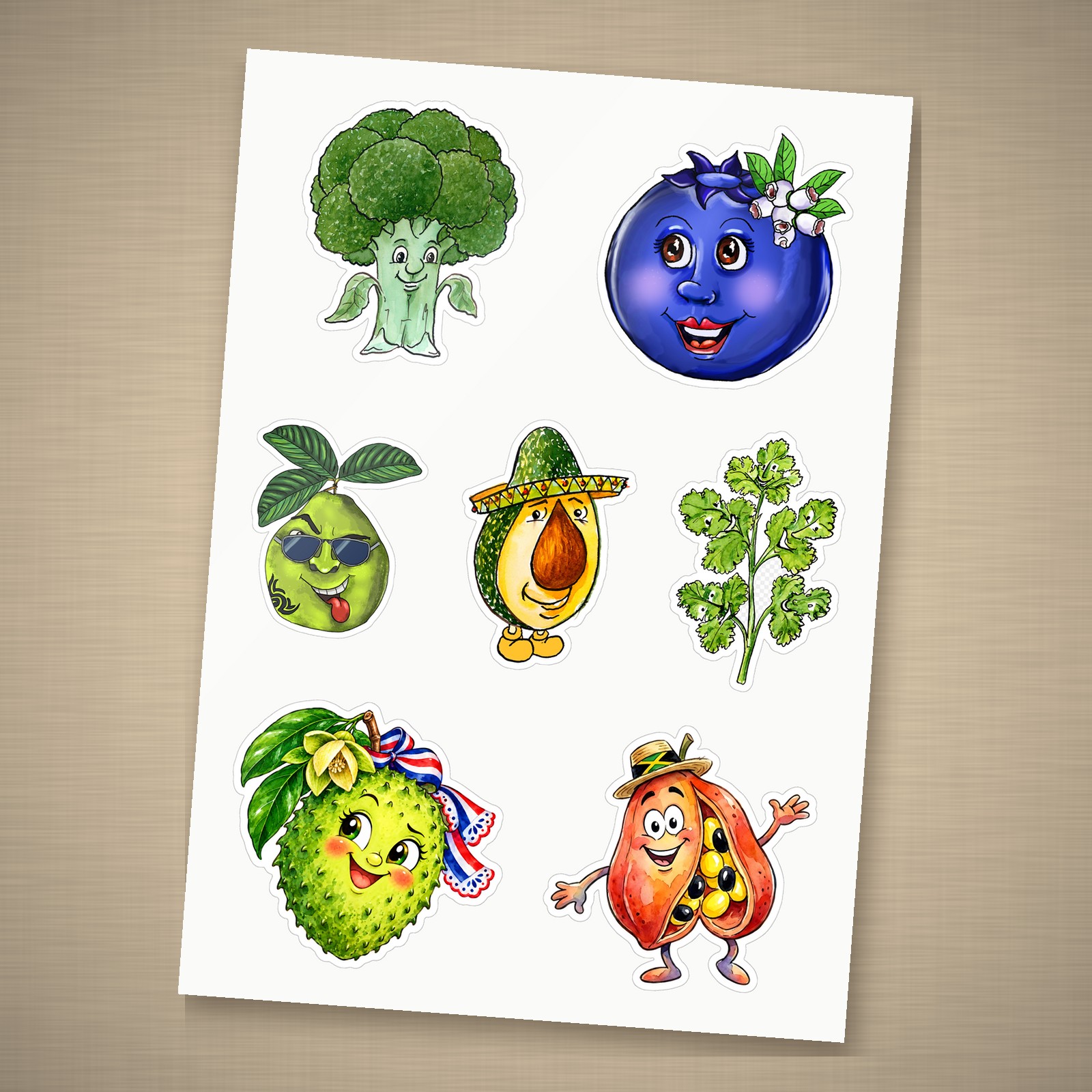 Pauli Broccoli Kiss-Cut Collector Sticker Sheet 02: Central & South America