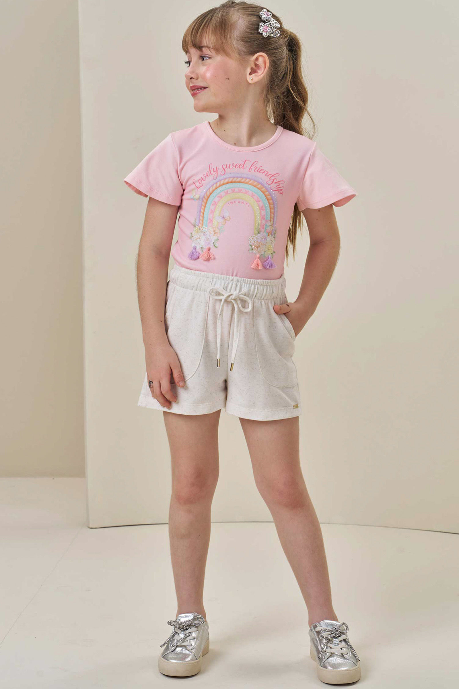 Conjunto blusa em cotton e short em molevisco