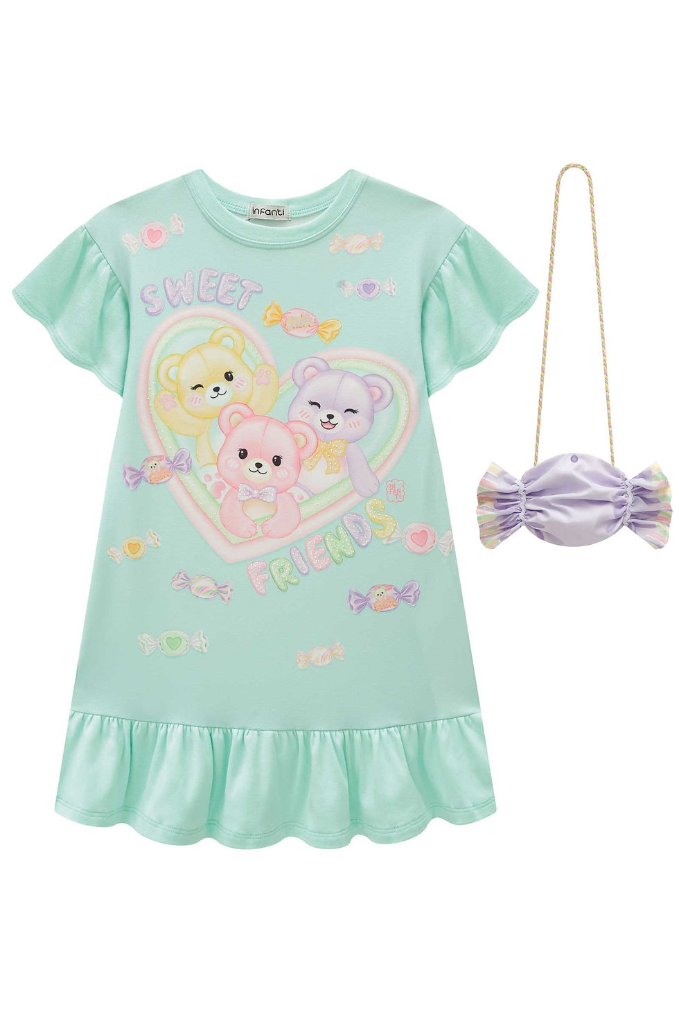 Miniatura: Vestido doces amigos ( acompanha bolsa )