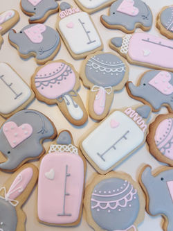 kit babyshower rosa y gris