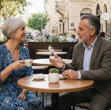 זוג יושב בבית קפה