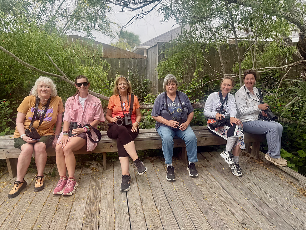 Anette Carlisle, Rachel McKenna, Vicki Wilmarth, Peggy Trosper, Andrea Gerig and Holly Key taking a break at Holt Paradise Pond in Port Aransas.