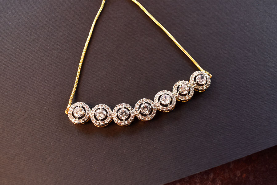 Thumbnail: Graceful White CZ Setting Necklace Set with accessories