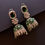 Thumbnail: Mesmerizing Silver CZ Jhumkas with in white and Green semi precious stones
