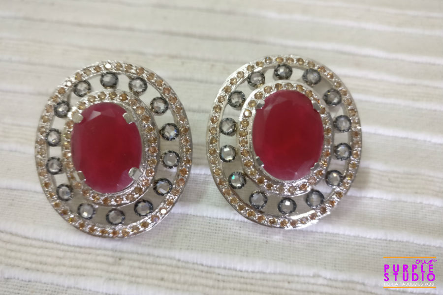 Oval Shaped Earring in Ruby