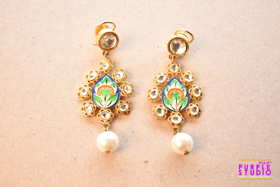 Exquisite Handpainted Kundan Danglers