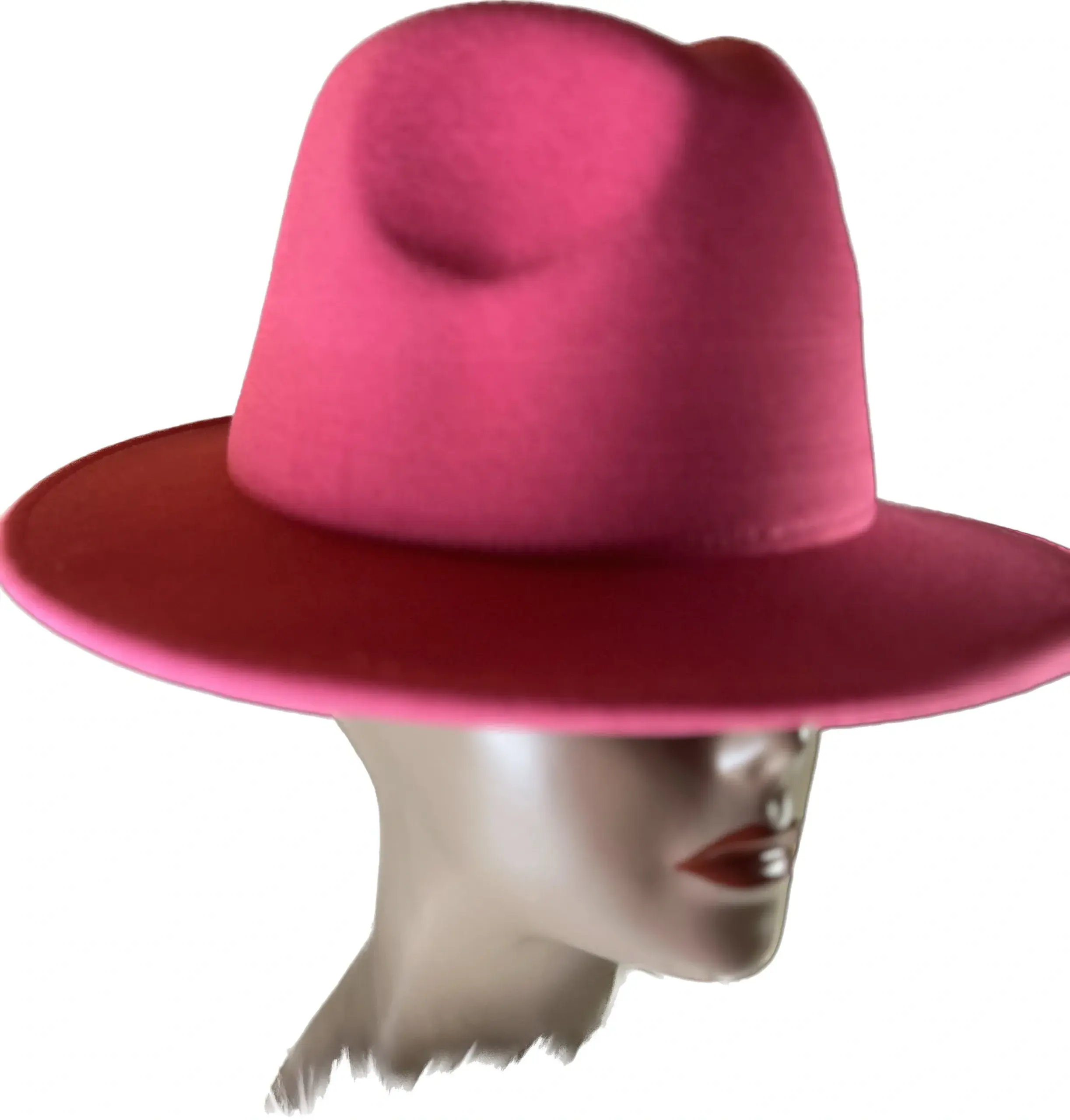 Hot Pink Fedora with Red Interior Hat