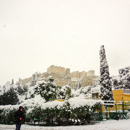 Snowy Athens: Once every 5 years!