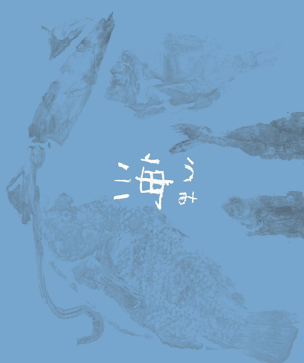 圖文紀錄《海うみ》。孩子們在「海」的主題探索中，從魚、釣魚、河流與生活經驗出發，逐步展開關於釣魚工具與真實場域的探究。