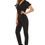 縮圖：Womens V Neck Ruffle Trim Sleeve High Waist Jumpsuits with Two Pockets