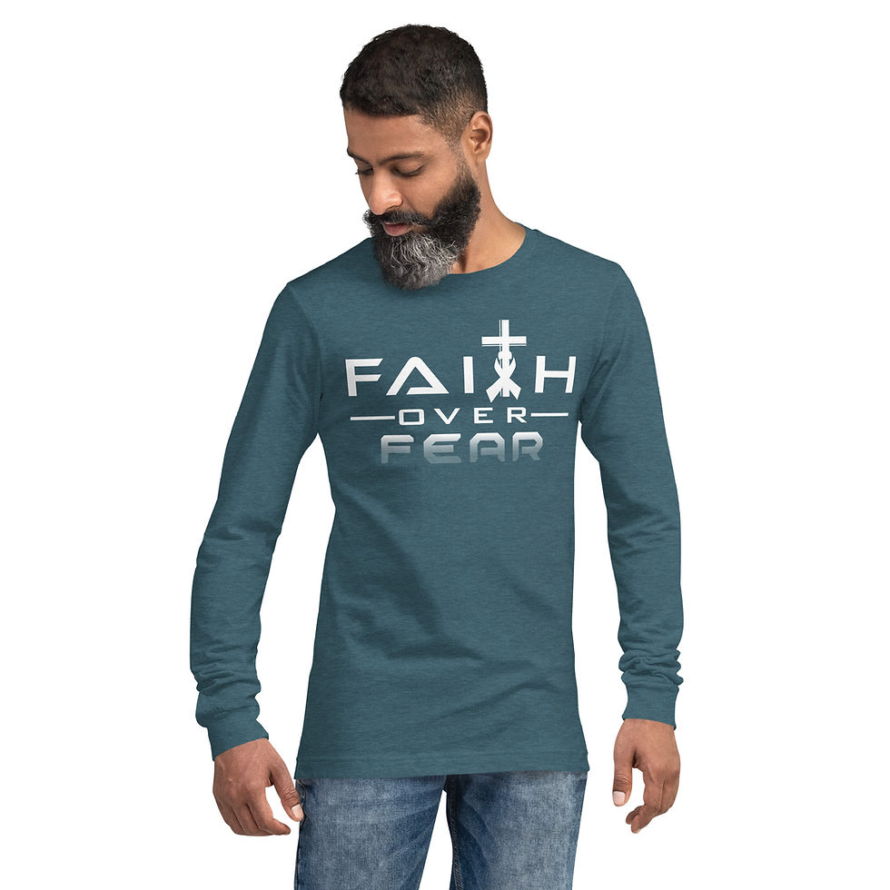 Thumbnail: Faith Over Fear  Long Sleeve Shirt - White Letters, Unisex