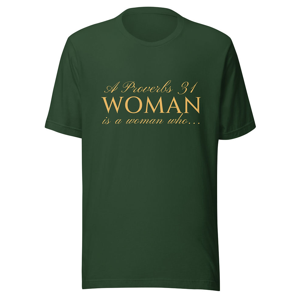 Thumbnail: Proverbs 31 Graphic Tee - Is Clothed With Strength GOLD LETTERS
