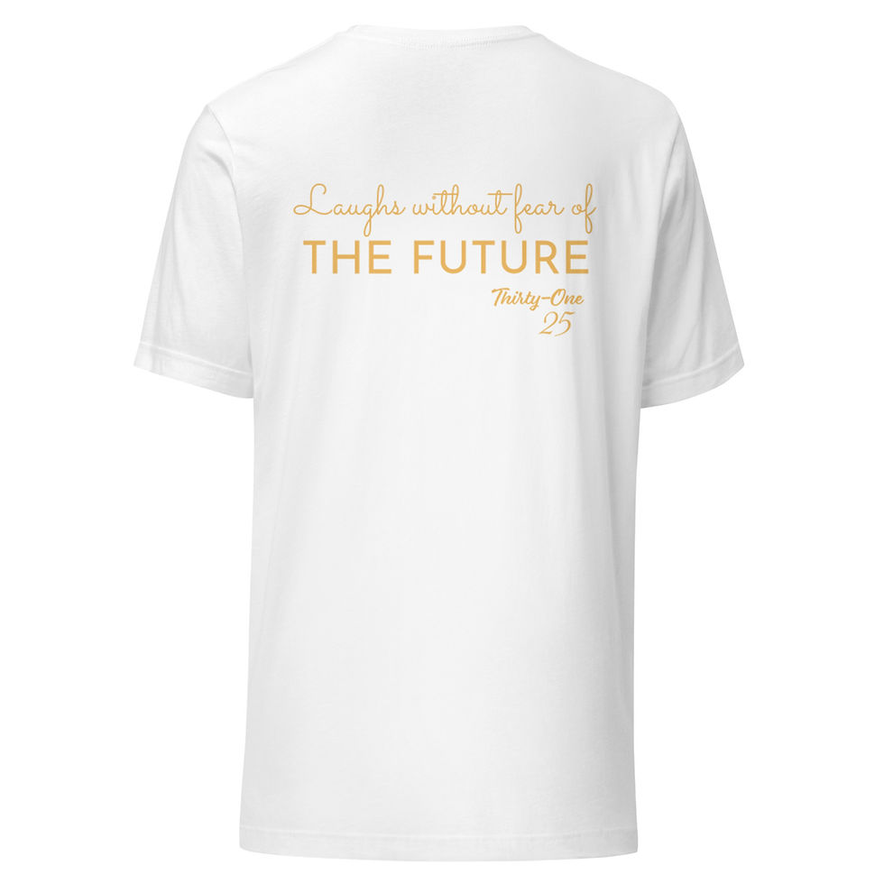 Thumbnail: Proverbs 31 Graphic Tee - Laughs Without Fear Of The Future GOLD LETTERS
