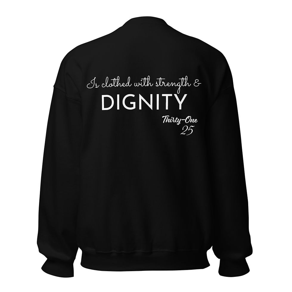 Thumbnail: The Proverbs 31 Woman - Is Clothed With Strength & Dignity WHITE LETTERS