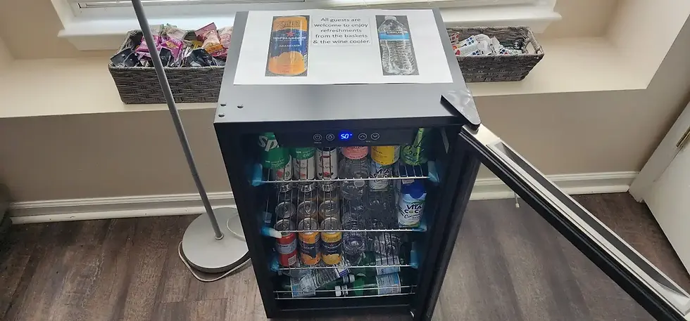 Functional home-staging examples showing a beverage refrigerator